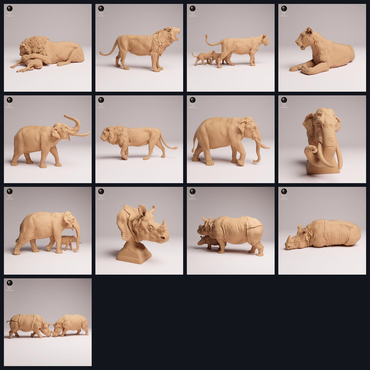 Collage de figuras de animales de Animal Den Miniatures: Wild India, lanzamiento 26_03.
