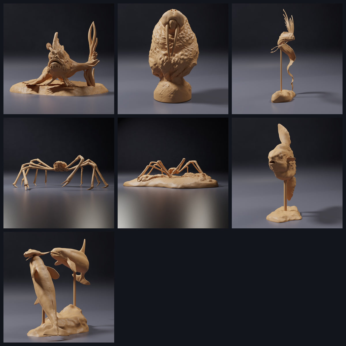 Collage con figuras de animales de Animal Den Miniatures: Ocean Oddities, lanzamiento 26_09.