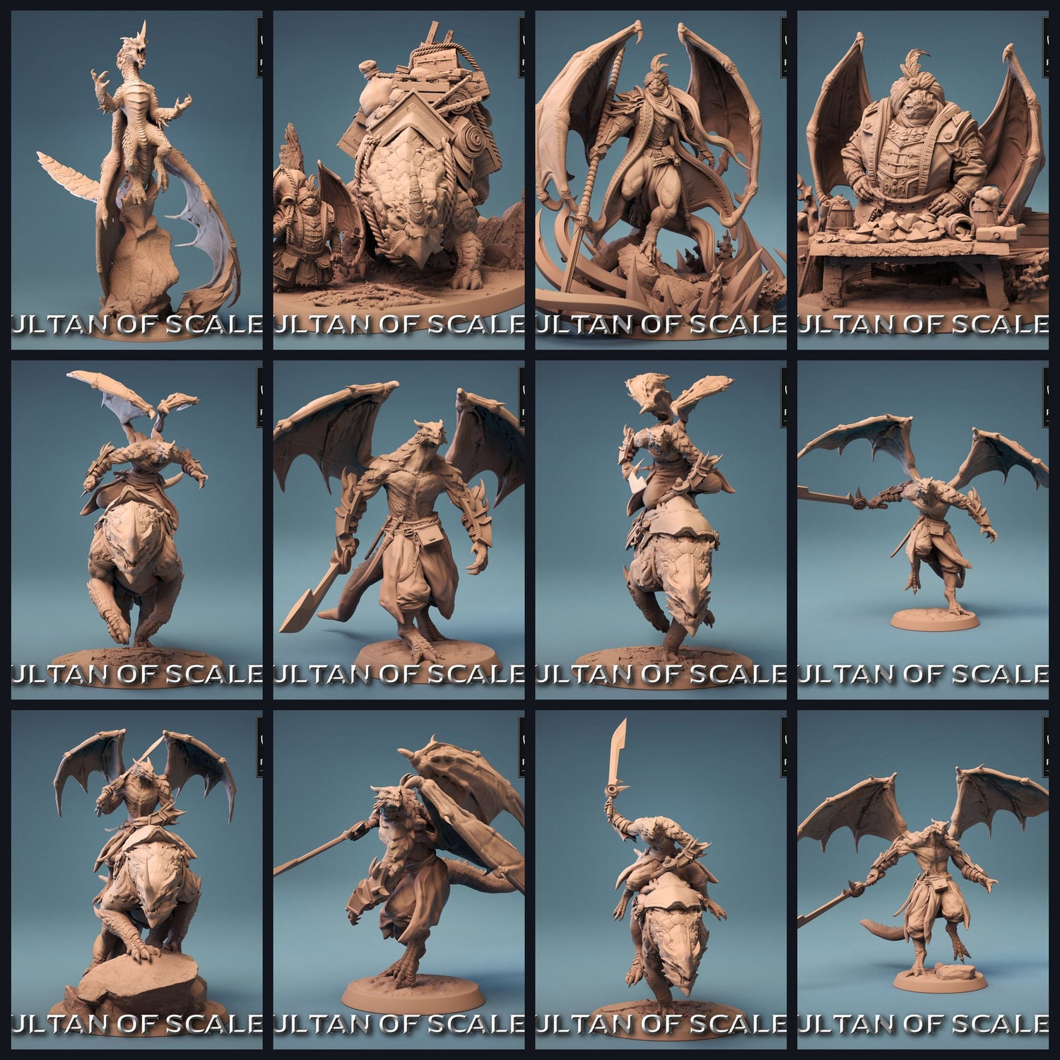 Esta imagen es la imagen de categoría para el lanzamiento 23_09: Sultan Of Scales - Rescale miniaturas de dragones y dragones nacidos en 3D.
