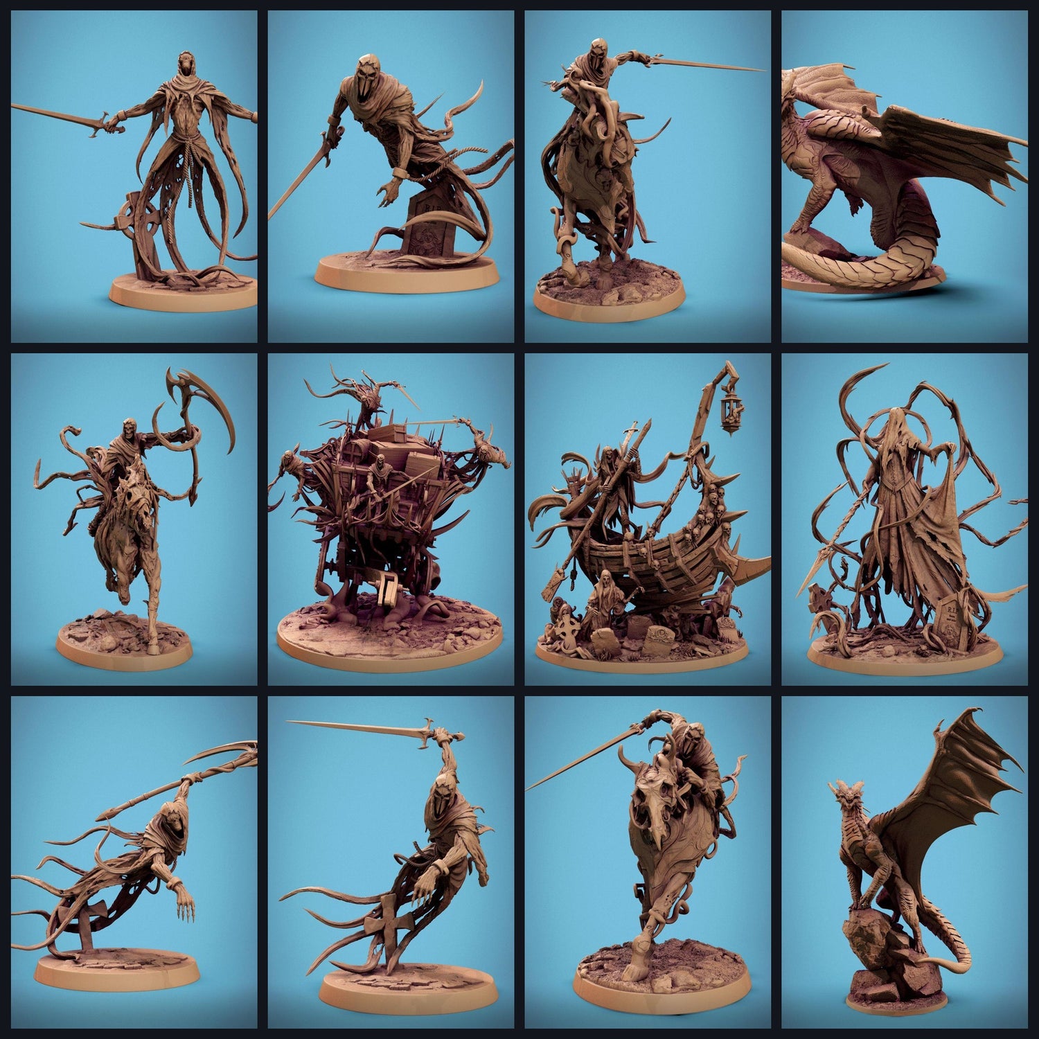 Esta imagen es la imagen de categoría para el lanzamiento 24_10: Hollow Graves - Rescale Miniatures capítulo con fantasmas, jinetes y bestias