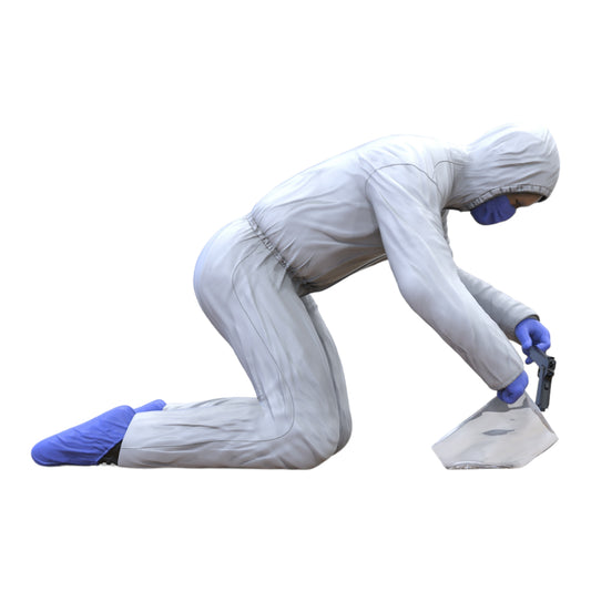 Foto del producto Diorama y modelo de figura en miniatura: Forense arrodillado