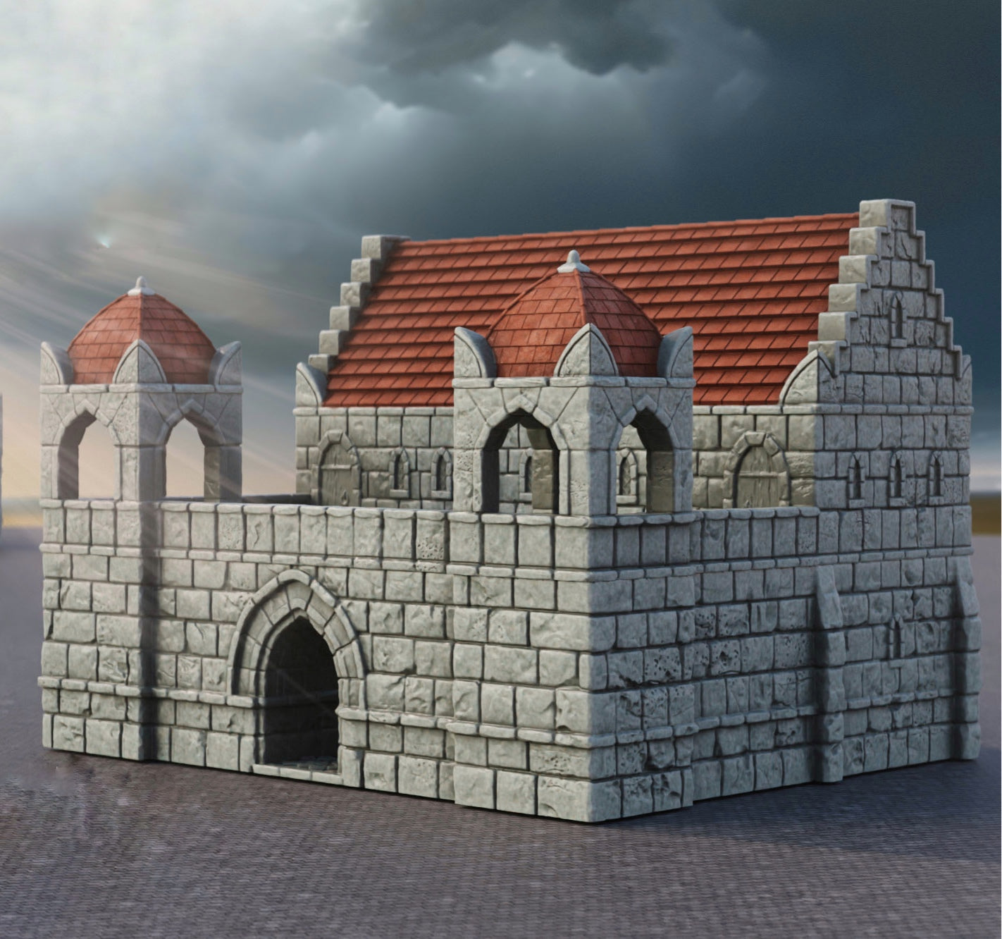 Produktfoto Tabletop 28mm The Printing Goes Ever On (TPGEO) 0: Kaserne Ivory City - Gebäude Königreich Gonthan - Barracks Tabletop Terrain