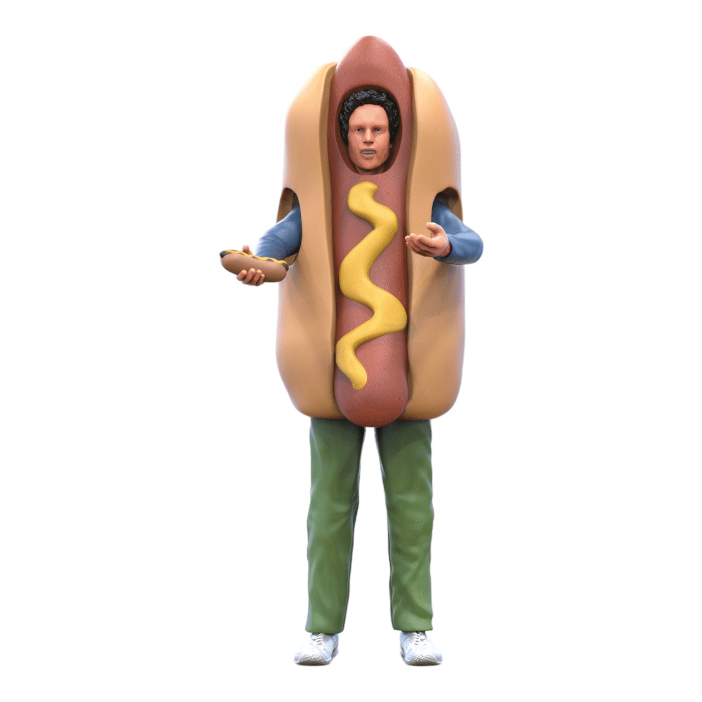Foto del producto Diorama y modelismo figura en miniatura: vendedor de hot dogs con disfraz de hot dog