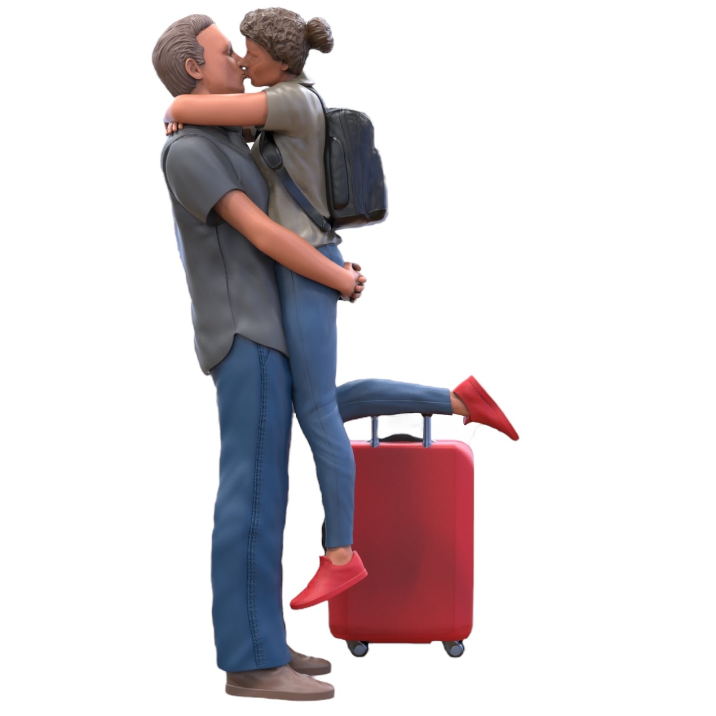 Foto del producto Diorama y modelismo figura en miniatura: Pareja con maleta - Despedida de una pareja viajera