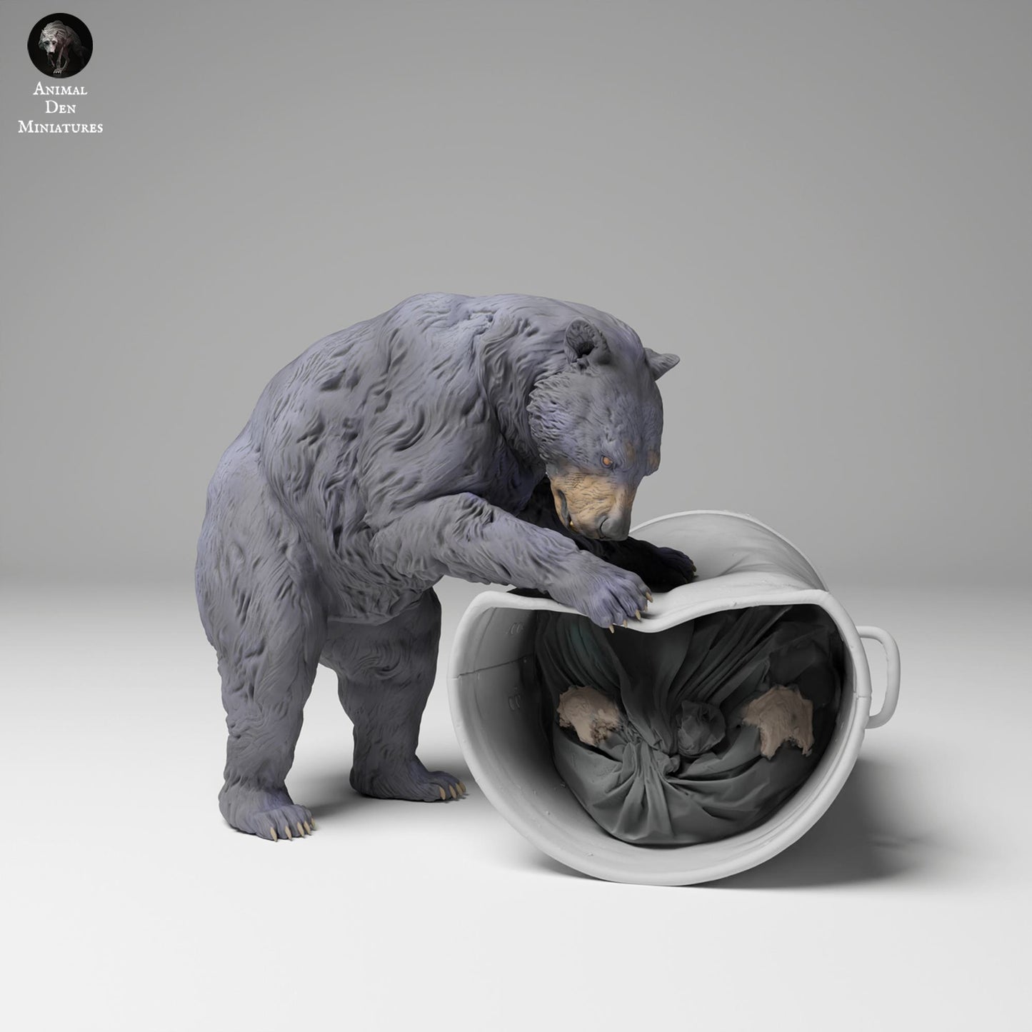 Produktfoto Tier Figur Diorama, Modellbau: 0: Wildtier Figur: Schwarzer Bär zerstört Mülltonne (Ref 24_11_09)