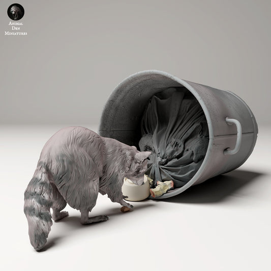 Foto del producto figura de animal diorama, modelismo: 0: figura de fauna salvaje: mapache buscando en la basura (Ref 24_09_08)