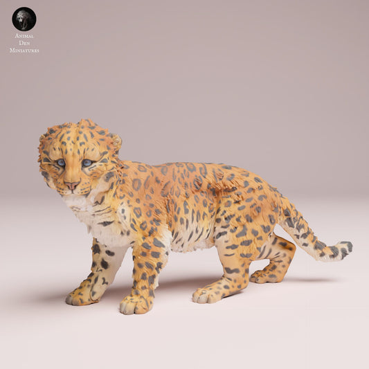Foto del producto Figura de animal Diorama, Modelismo: 0: Figura de fauna salvaje: Cachorro de Leopardo de Amur – Miniatura de animal para dioramas (Ref 25_07_17)