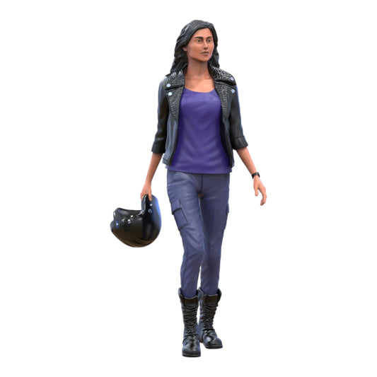 Foto del producto Diorama y modelismo figura en miniatura: Corredora 5 - piloto con casco y chaqueta de cuero