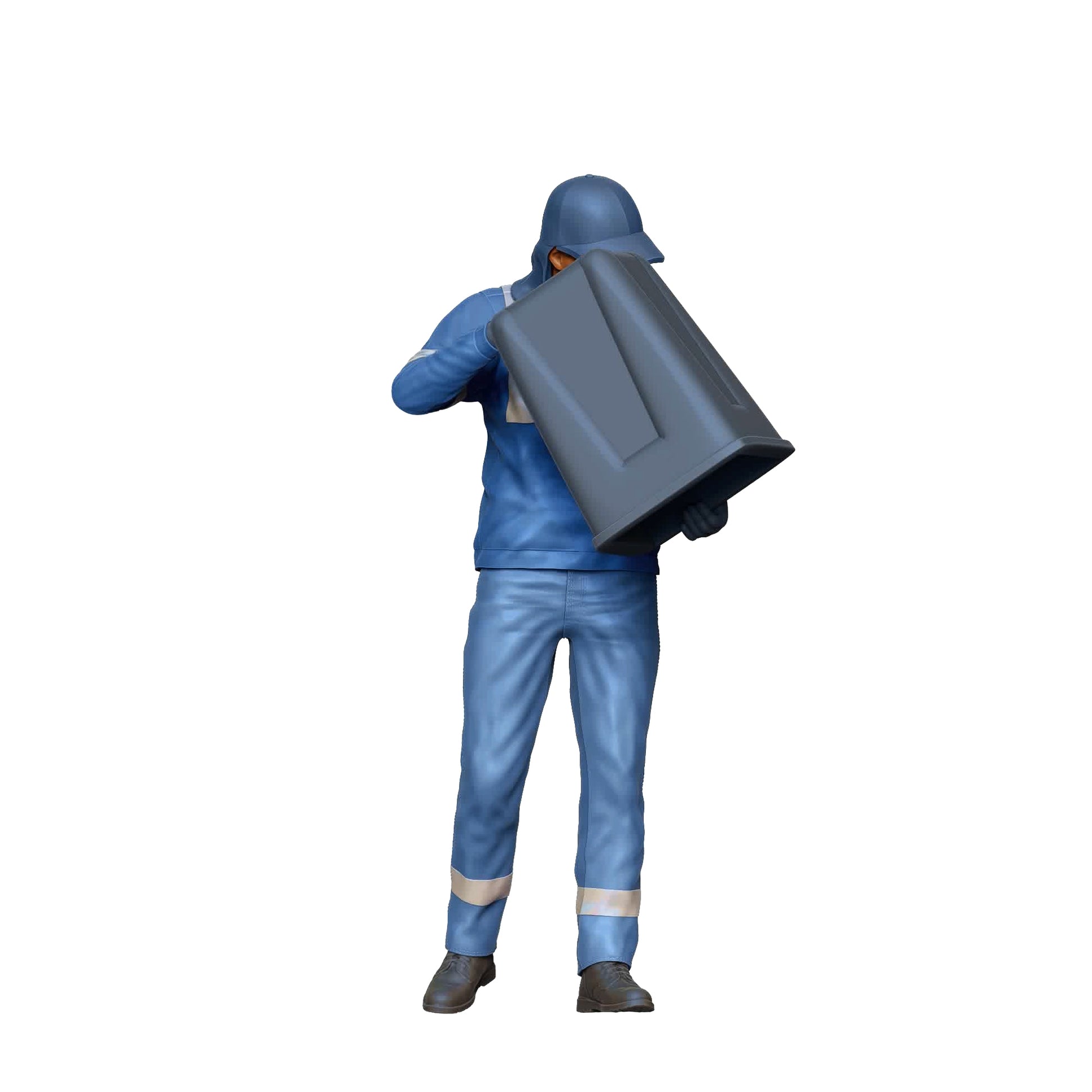 Foto del producto Diorama y modelismo figura en miniatura: equipo de recogida de basura - basurero con cubo de basura