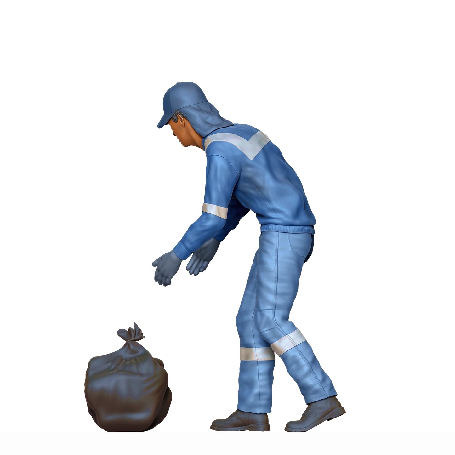 Produktfoto Diorama und Modellbau Miniatur Figur: Müllabfuhr Team - Müllmann mit Müllsack 2