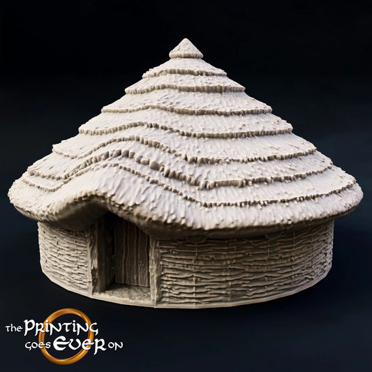 Foto del producto Tabletop 28mm The Printing Goes Ever On (TPGEO) 0: Cabaña de los nativos B - Vivienda primitiva con techo de paja - Casa de indígenas