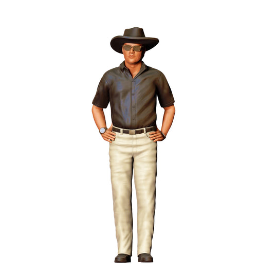 Foto del producto de modelismo diorama 0: Vaquero con gafas de sol y sombrero – Figura con camisa de ocio y pantalones claros (Ref. Nr. 403)