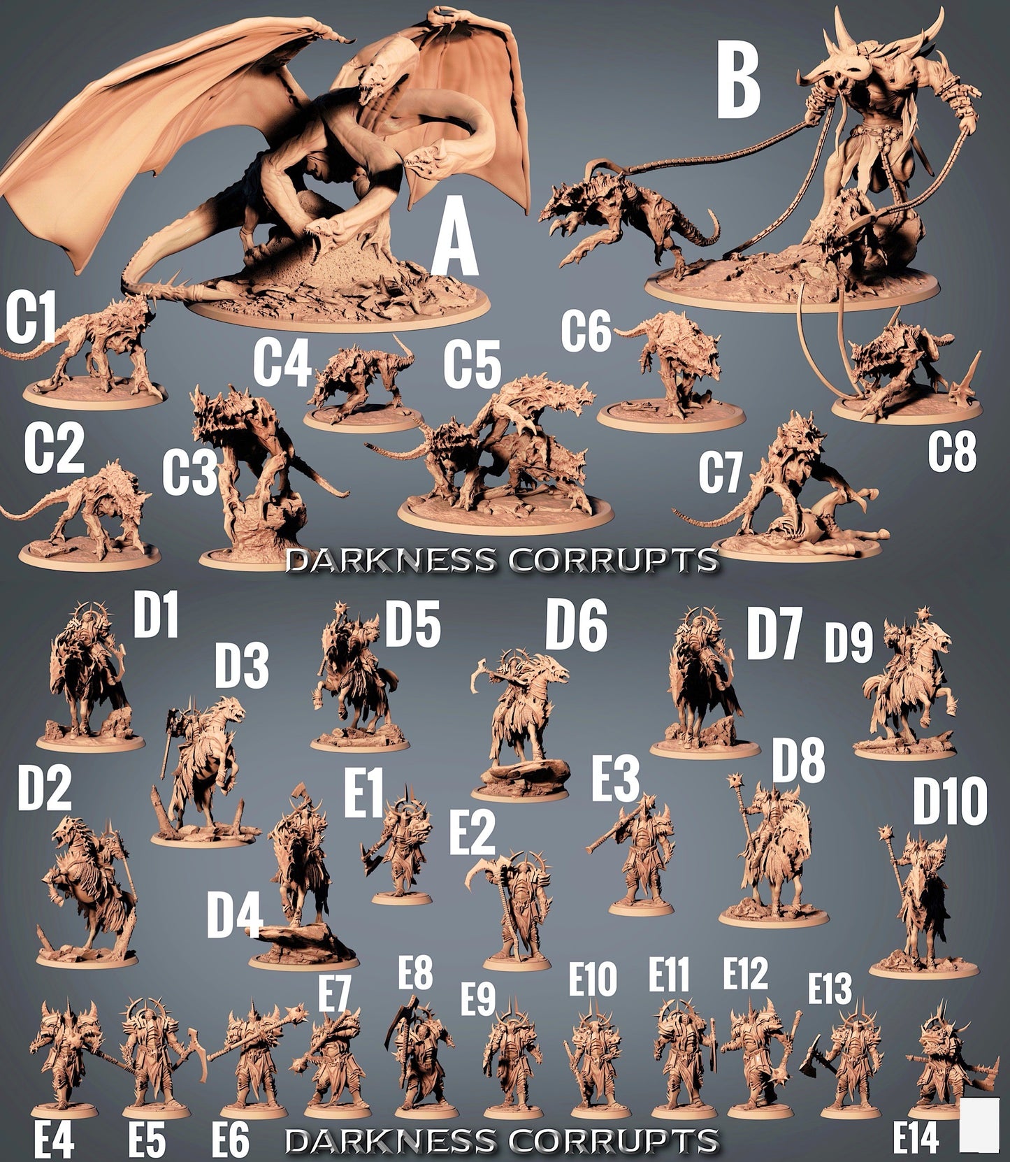 Imagen del producto 3 de 3: Miniatura de Fantasía: Guerrero Demoníaco Warlord con Maza de Dos Manos - Guerrero del Caos/Caballero Oscuro, Líder de Combate/Campeón - Darknight (23_07_E7)