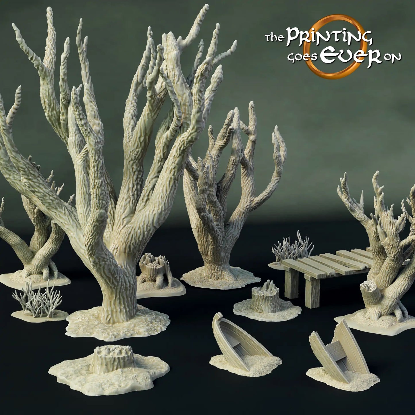 Foto del producto Tabletop 28mm The Printing Goes Ever On (TPGEO) 0: Terreno de pantano - Árboles en descomposición, troncos de árboles y arbustos - Entorno mortal