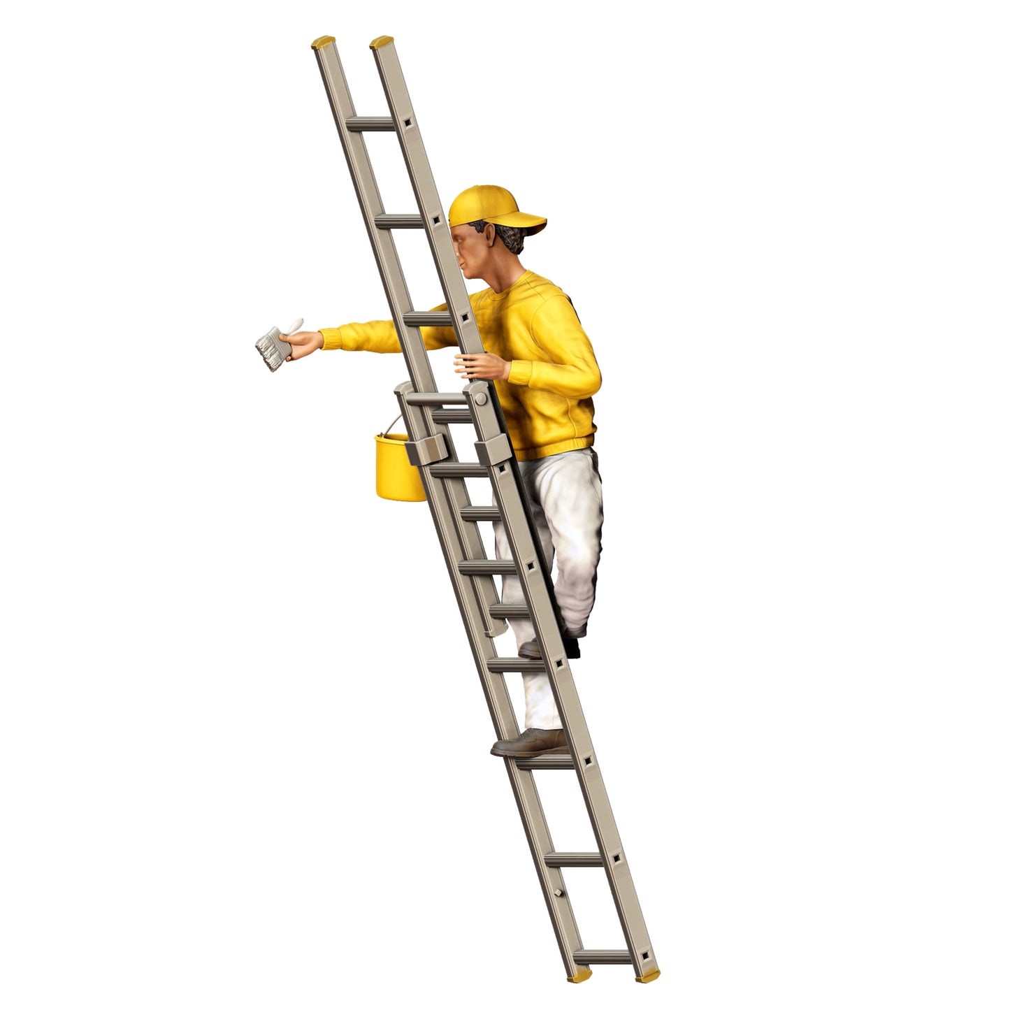 Imagen del producto 6 de 6: Miniatura: Pintor con pincel y cubo - Artesano en escalera (Nº 277)