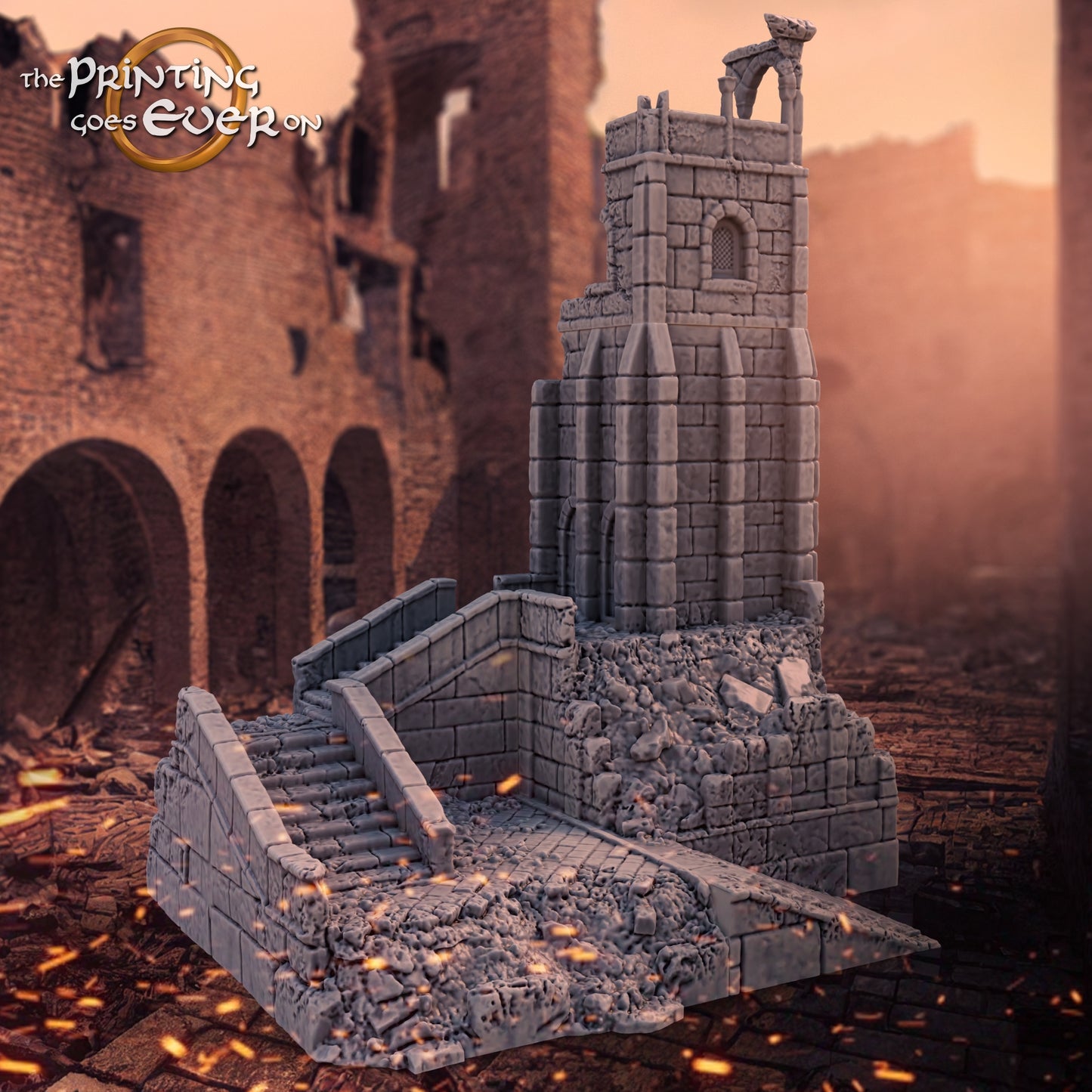 Produktfoto Tabletop 28mm The Printing Goes Ever On (TPGEO) 0: Ruine mittelalterlicher Turm - Überreste militärisches Gebäude - Zerstörter Außenposten