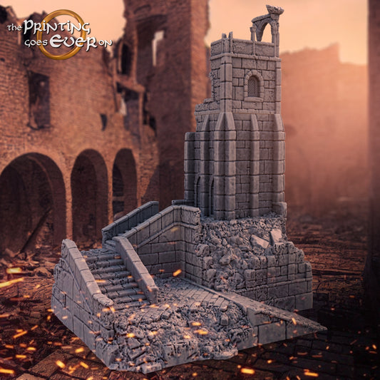 Foto del producto Tabletop 28mm The Printing Goes Ever On (TPGEO) 0: Ruina de torre medieval - Restos de edificio militar - Puesto avanzado destruido