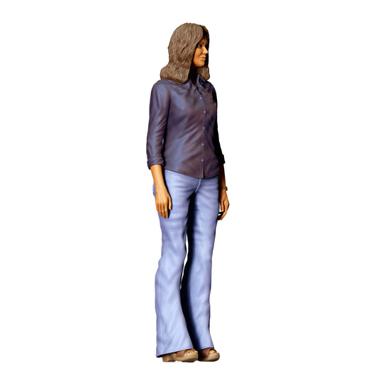 Foto de producto de modelismo de diorama 0: Mujer de pie en ropa casual - pose neutral con cabello largo (Ref. Nr. 400)