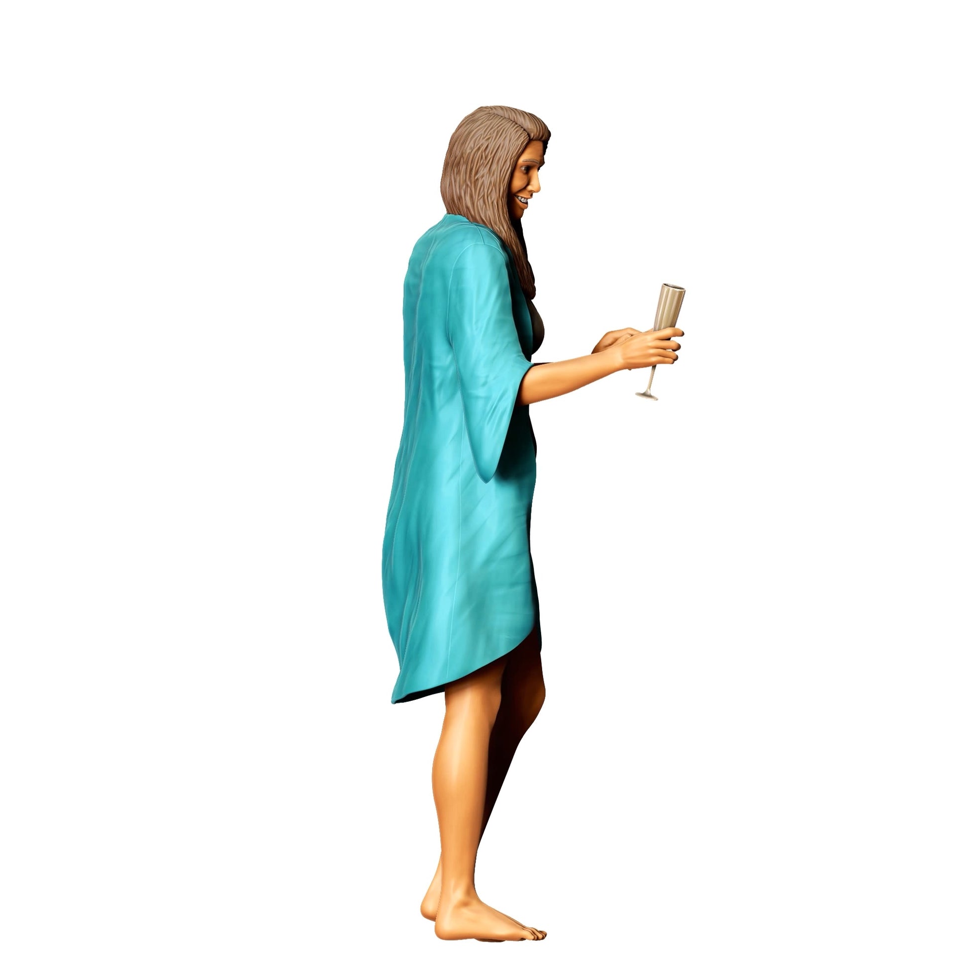 Foto de producto de modelismo diorama 0: Fiesta en la piscina - Mujer con traje de baño y copa de champán (Ref. Nr. 322)