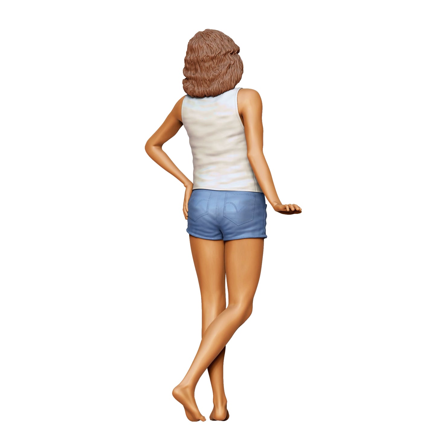 Diorama Modellbau Produktfoto 0: Frau in Tanktop und Shorts – Figur in lockerer Sommerpose (Ref. Nr. 436)