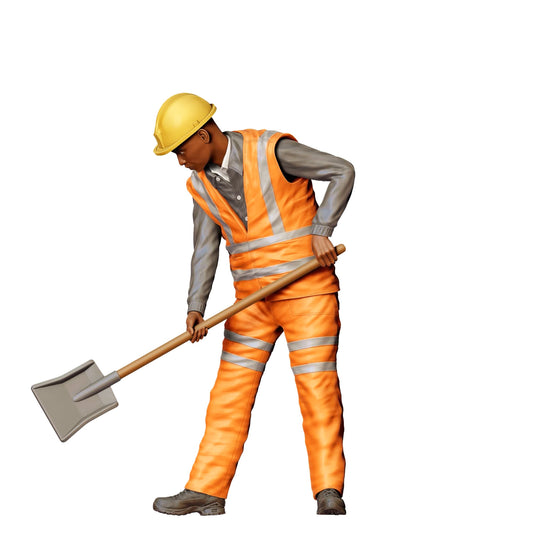 Foto del producto de modelismo diorama 0: Trabajador en la vía con pala - Ferroviario/Obrero de construcción C (Ref. Nr. 389)