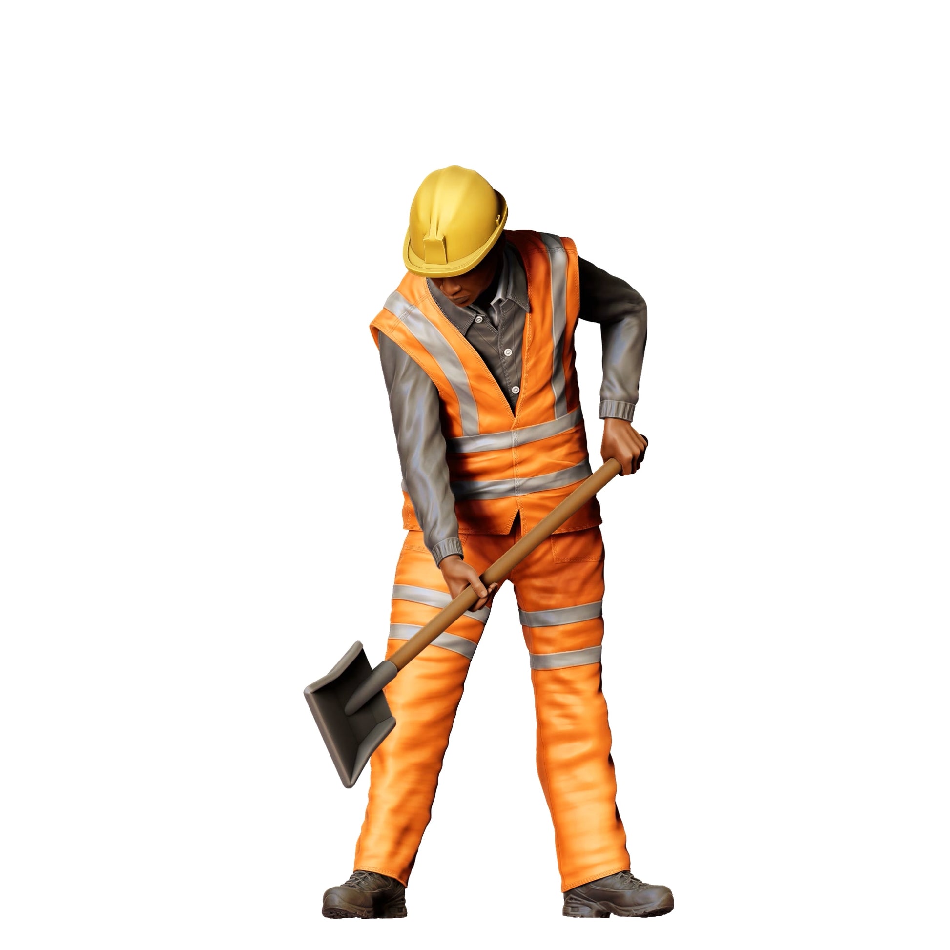 Foto del producto de modelismo diorama 0: Trabajador en la vía con pala - Ferroviario/Obrero de construcción C (Ref. Nr. 389)