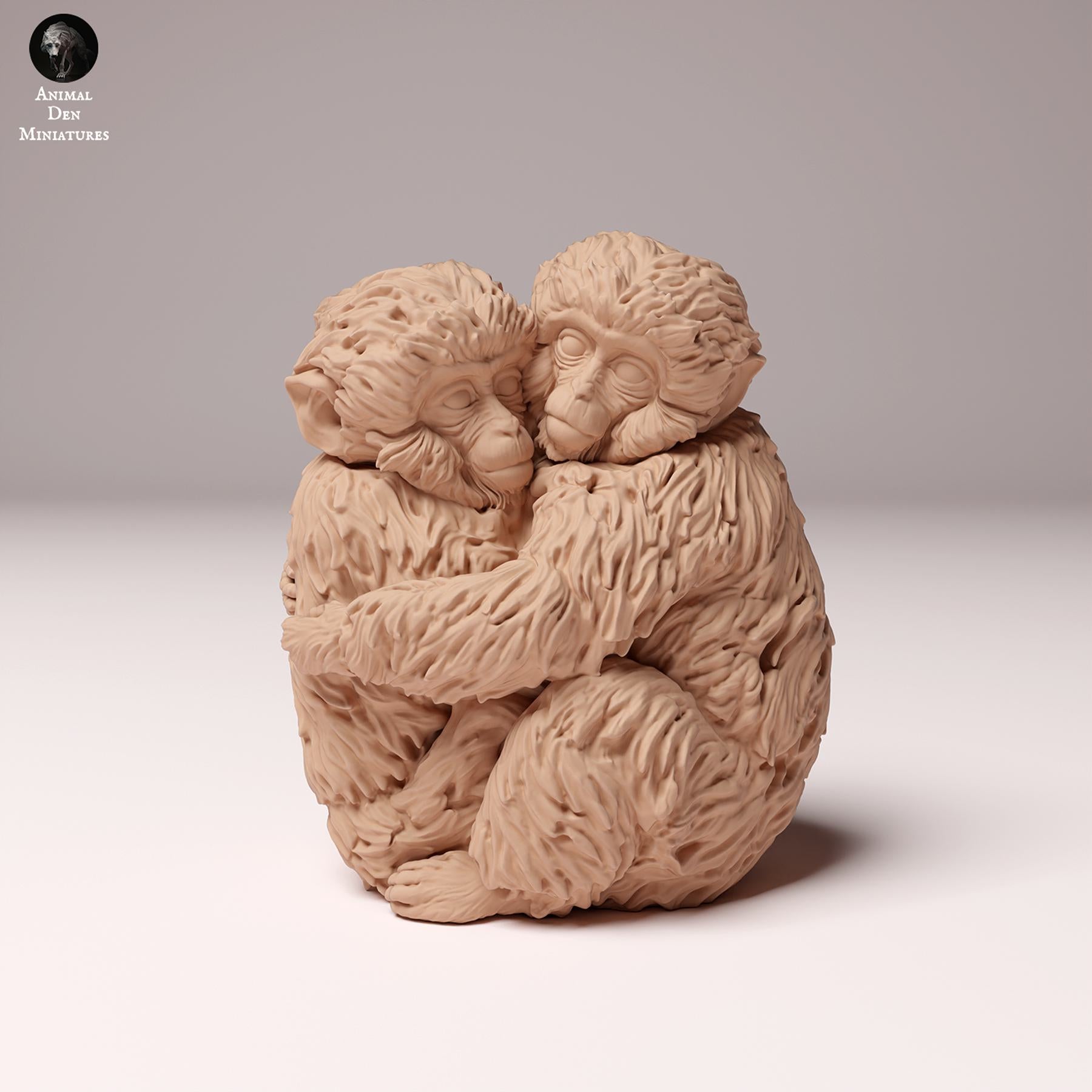 Foto del producto Figura de animal Diorama, Modelismo: 0: Figura de fauna salvaje: Bebés macacos japoneses – Abrazo (Ref 24_10_06)