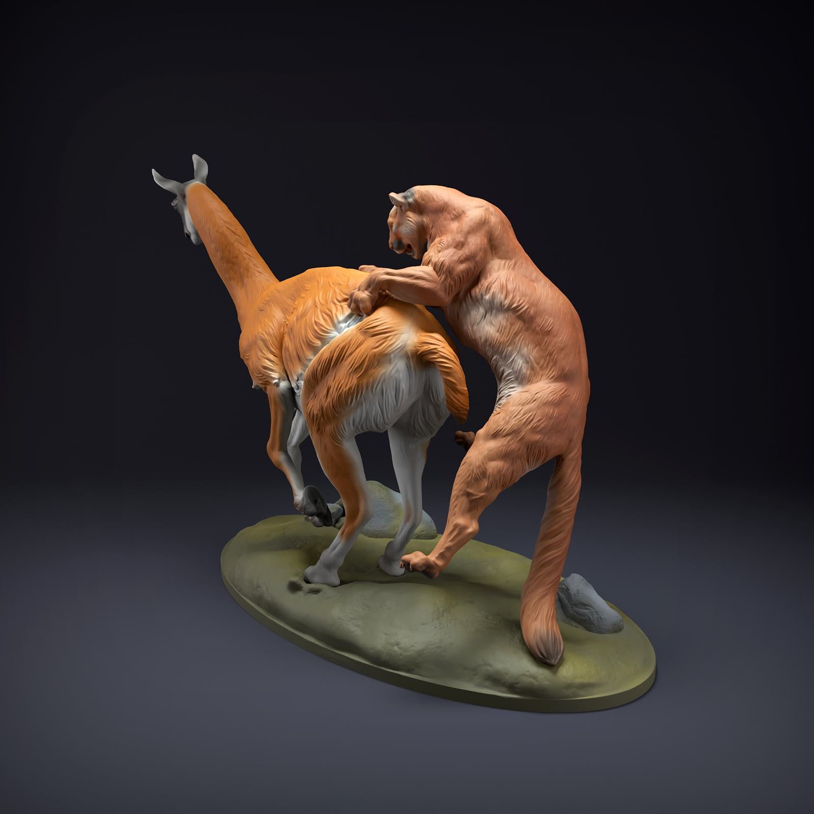 Foto del producto figura de animal diorama, modelismo: 0: figura de fauna salvaje: puma cazando guanaco (Ref 01_01_51)