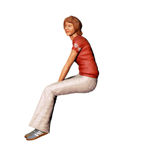 Foto del producto de modelismo en diorama 0: Mujer sentada con camiseta de flores – Figura en ropa casual (Ref. Nr. 438)