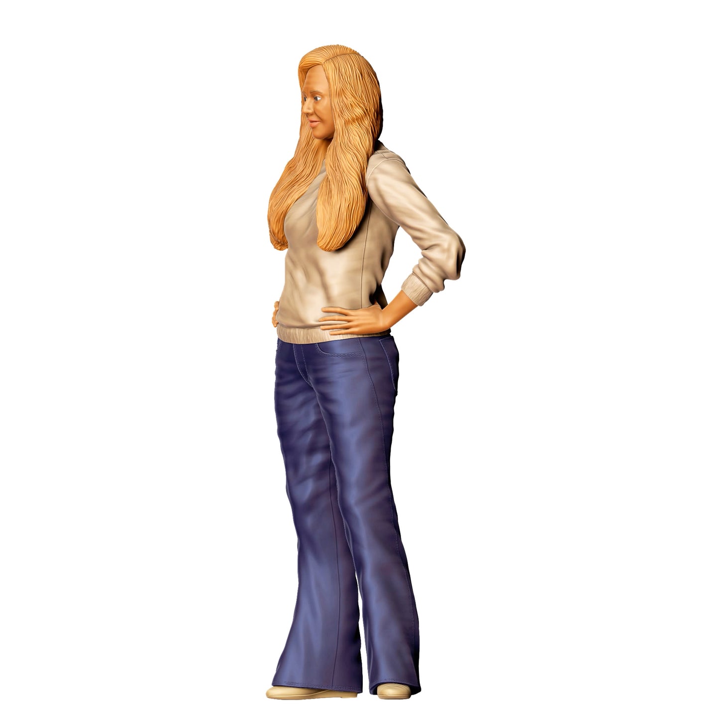 Diorama Modellbau Produktfoto 0: Frau mit langen Haaren in Pullover und Schlaghose – Figur im Retro-Stil (Ref. Nr. 437)