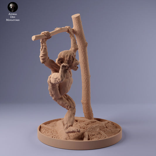 Foto del producto figura de animal diorama, modelismo: 0: cría de chimpancé colgando de una rama: animales de África