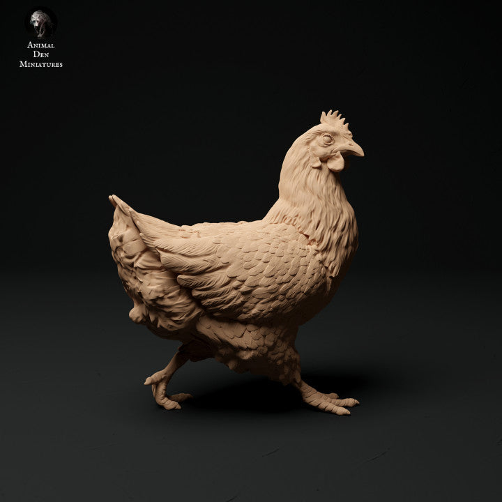 Foto del producto figura de animal diorama, modelismo: 0: figuras de animales de granja: 3 gallinas - comiendo, sentadas y corriendo