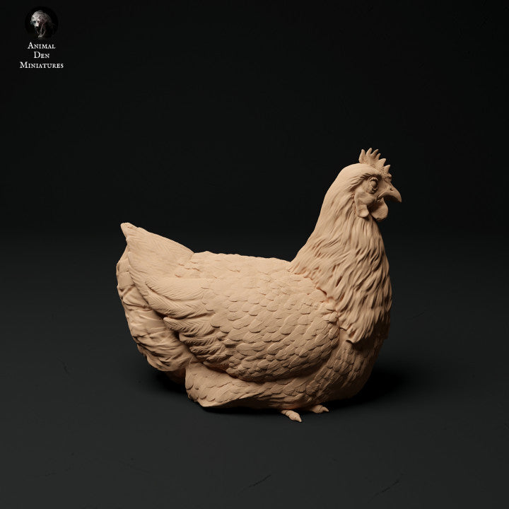 Foto del producto figura de animal diorama, modelismo: 0: figuras de animales de granja: 3 gallinas - comiendo, sentadas y corriendo