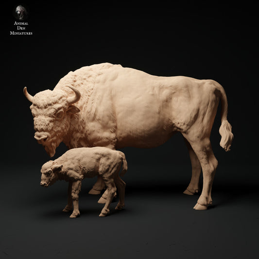Foto del producto figura de animal diorama, modelismo: 0: Bisonte hembra con cría: Animales de Europa