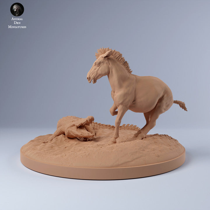 Foto del producto Figura de animal Diorama, modelismo: 0: Cebra y cocodrilo en el abrevadero: Animales de África