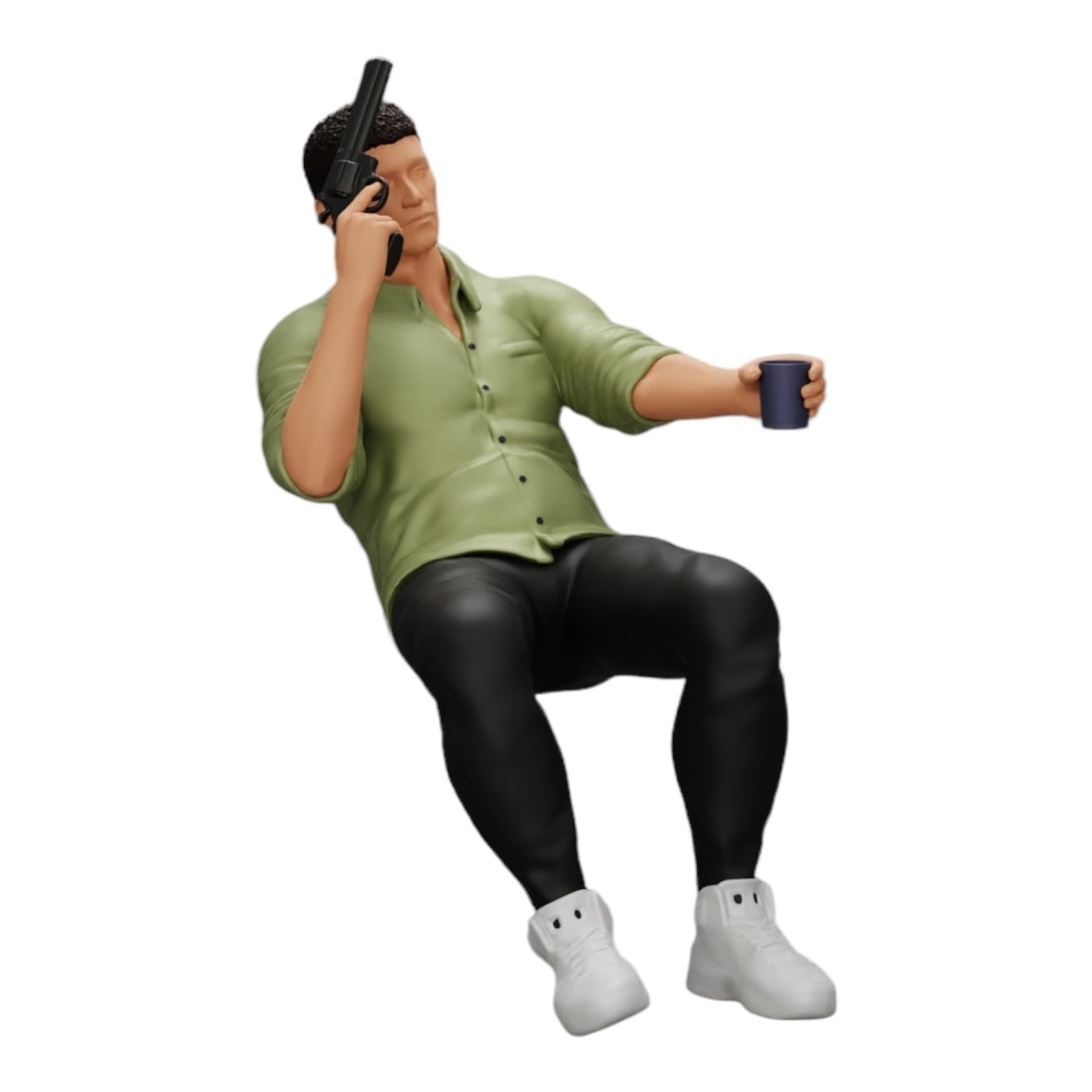 Foto del producto de modelismo diorama 0: Gangster sentado con vaso de whisky y arma en la mesa de póker (Ref Nr. A5)