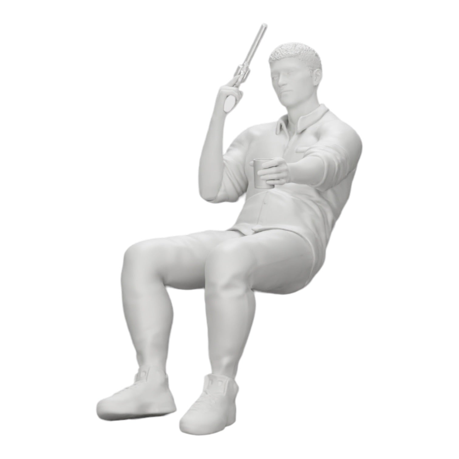 Foto del producto de modelismo diorama 0: Gangster sentado con vaso de whisky y arma en la mesa de póker (Ref Nr. A5)