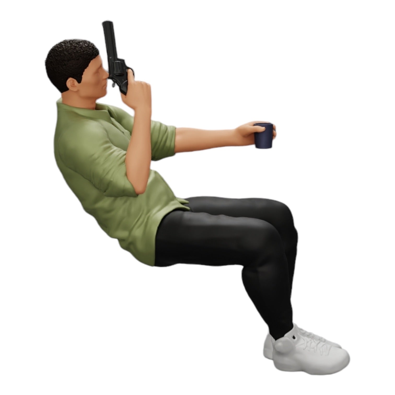 Foto del producto de modelismo diorama 0: Gangster sentado con vaso de whisky y arma en la mesa de póker (Ref Nr. A5)