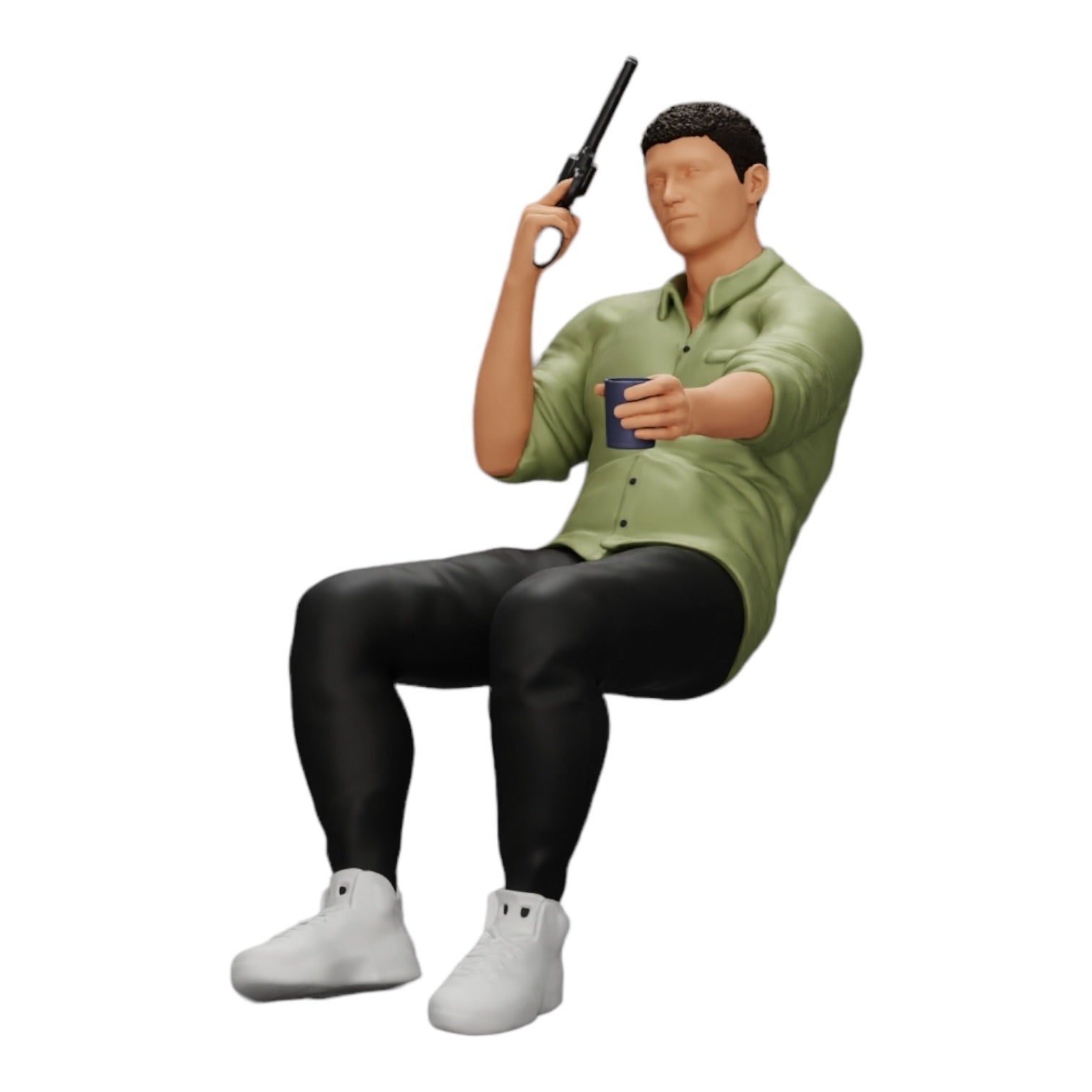 Foto del producto de modelismo diorama 0: Gangster sentado con vaso de whisky y arma en la mesa de póker (Ref Nr. A5)