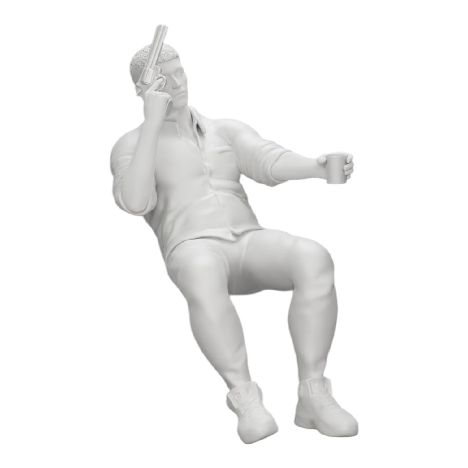 Foto del producto de modelismo diorama 0: Gangster sentado con vaso de whisky y arma en la mesa de póker (Ref Nr. A5)