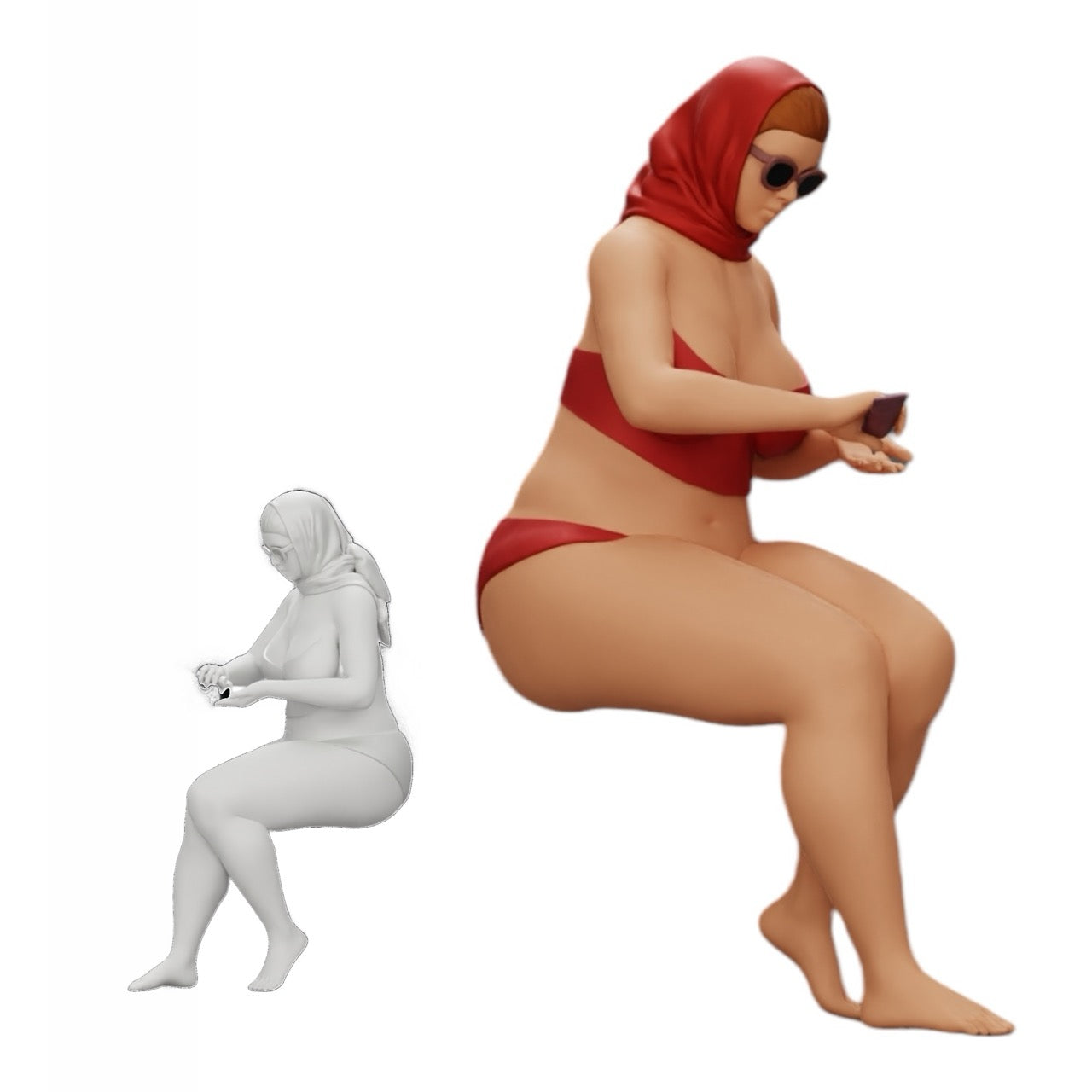 Foto de producto de modelismo de diorama 0: Mujer sexy en bikini y gafas de sol con protector solar en la playa (Ref Nr. A9)