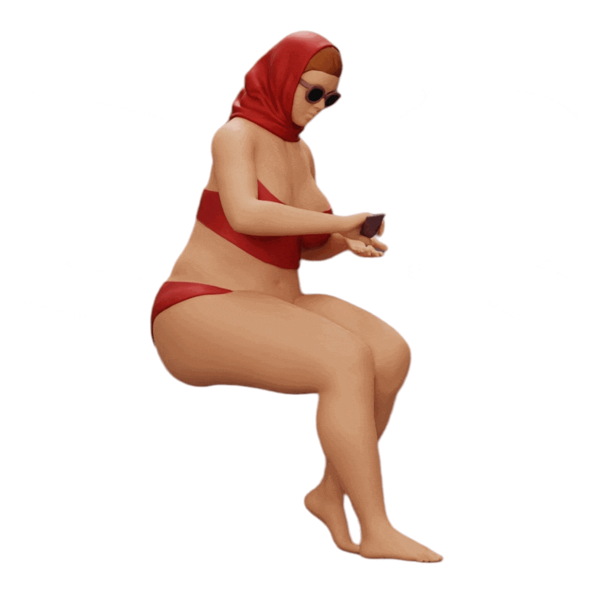 Foto de producto de modelismo de diorama 0: Mujer sexy en bikini y gafas de sol con protector solar en la playa (Ref Nr. A9)