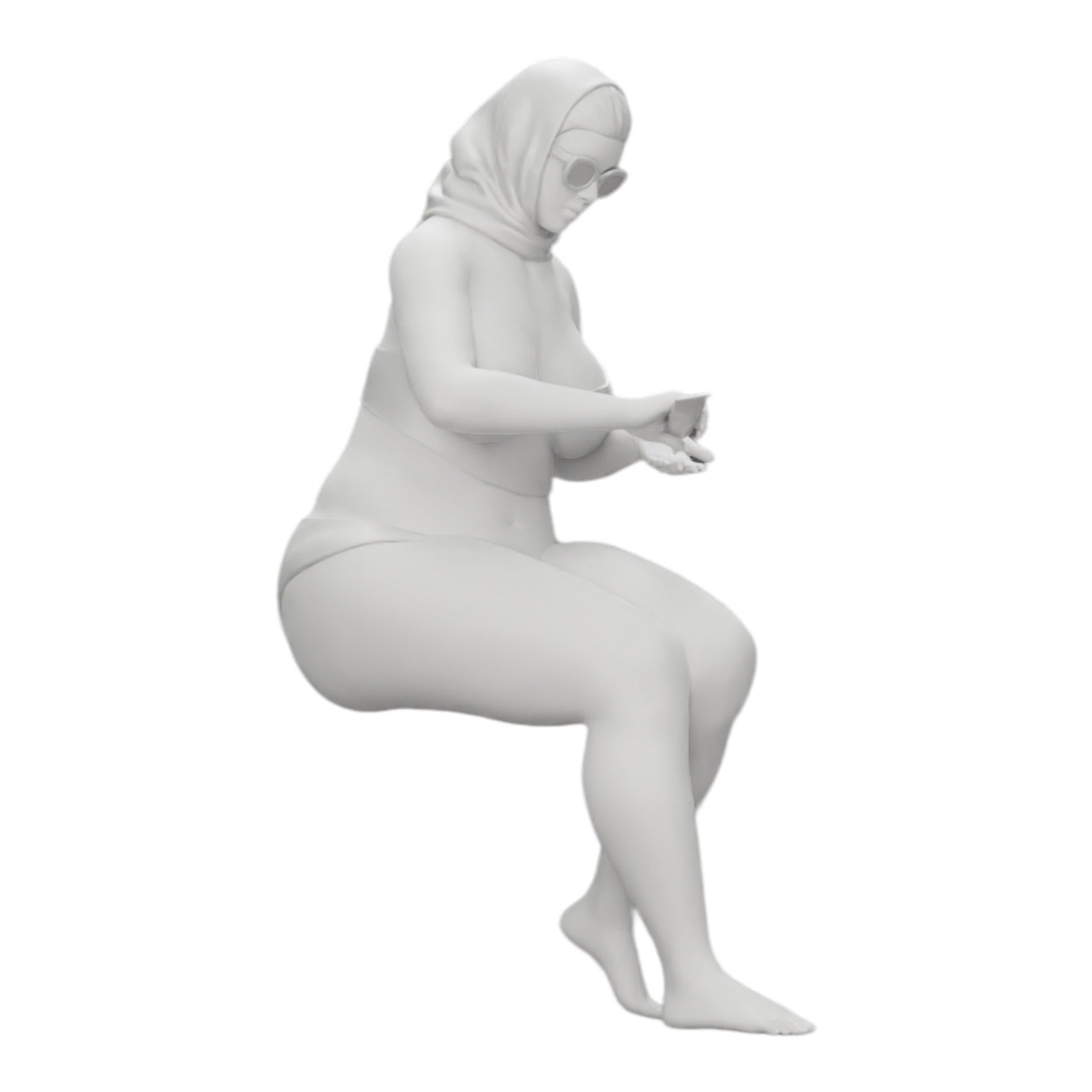 Foto de producto de modelismo de diorama 0: Mujer sexy en bikini y gafas de sol con protector solar en la playa (Ref Nr. A9)