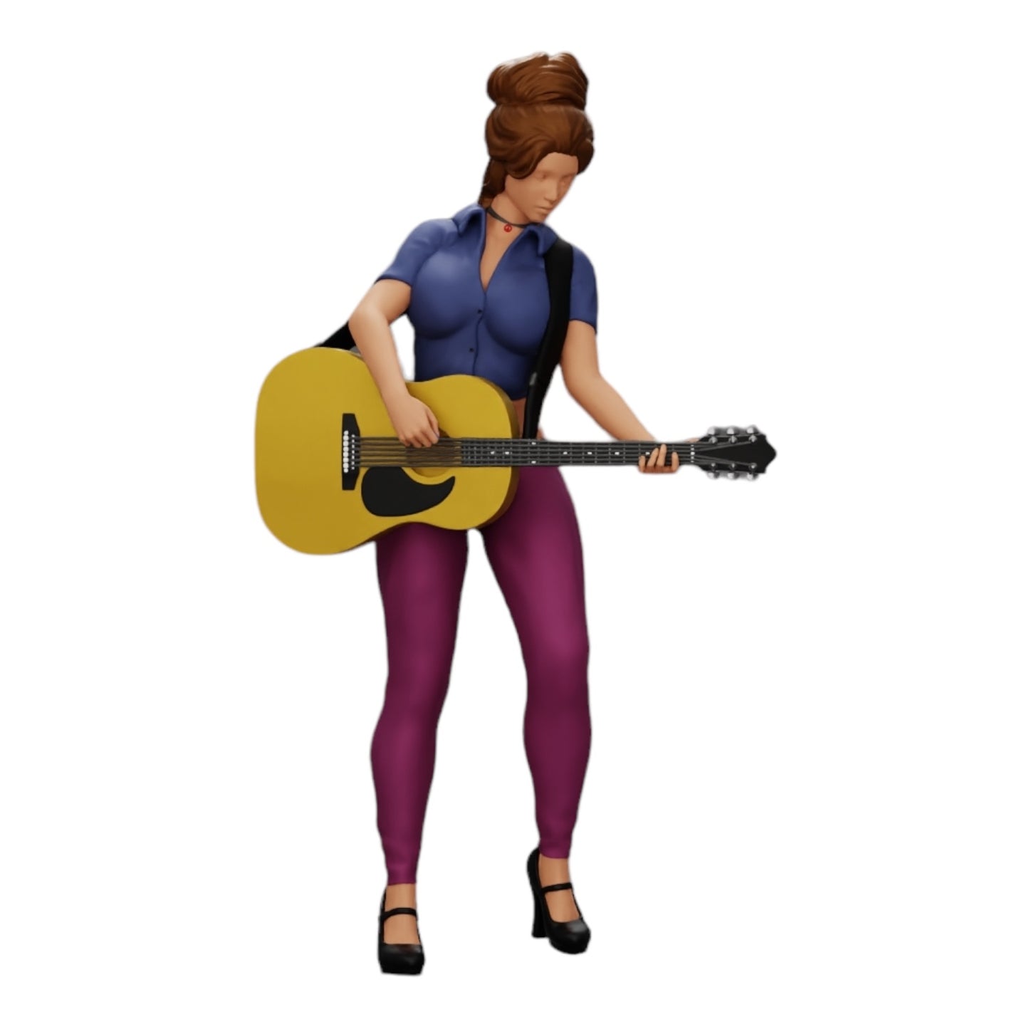 Foto de producto de modelismo de diorama 0: Joven mujer/músico en el escenario tocando guitarra acústica (Ref Nr. A13)