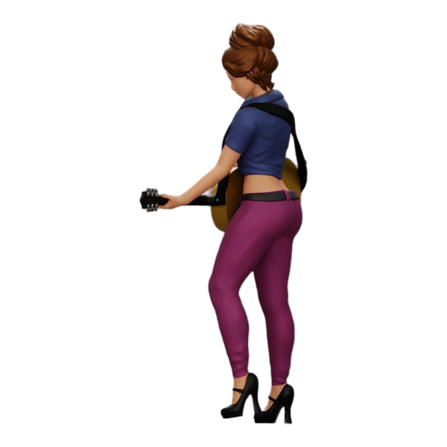 Foto de producto de modelismo de diorama 0: Joven mujer/músico en el escenario tocando guitarra acústica (Ref Nr. A13)