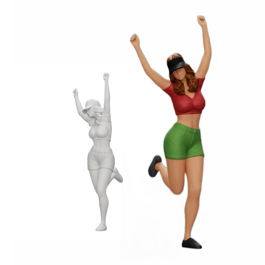 Foto del producto de modelismo de diorama 0: Niña feliz con minivestido y gorra de tenis celebra (Ref Nr. A14)