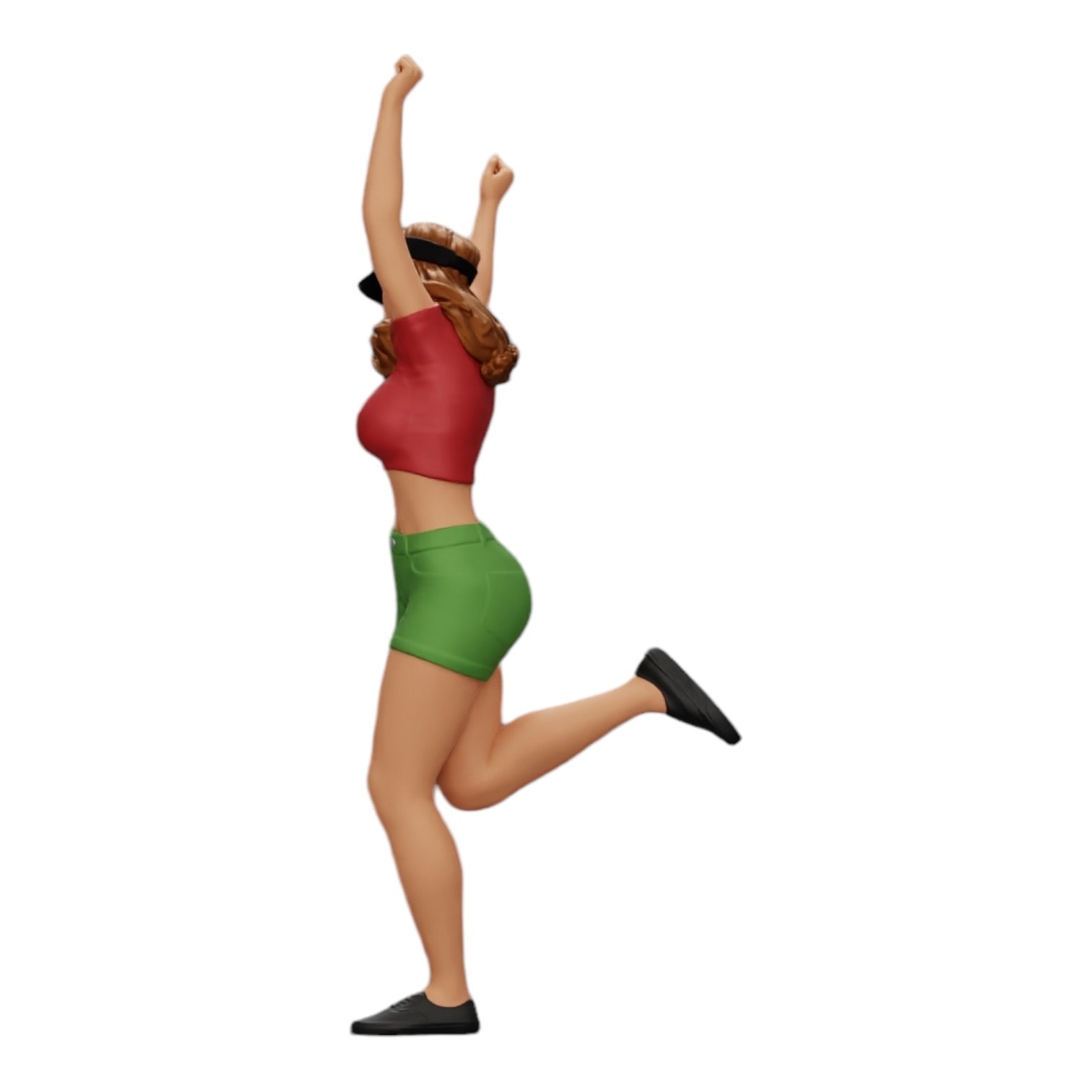 Foto del producto de modelismo de diorama 0: Niña feliz con minivestido y gorra de tenis celebra (Ref Nr. A14)