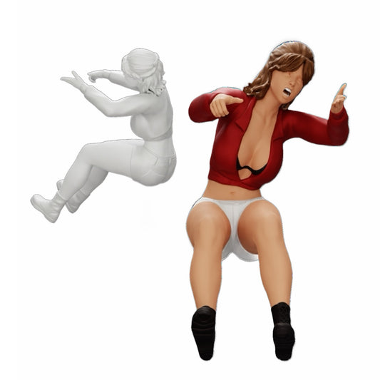 Foto de producto de diorama de modelismo 0: Joven mujer enfadada en minifalda gritando desde el coche (Ref Nr. A17)