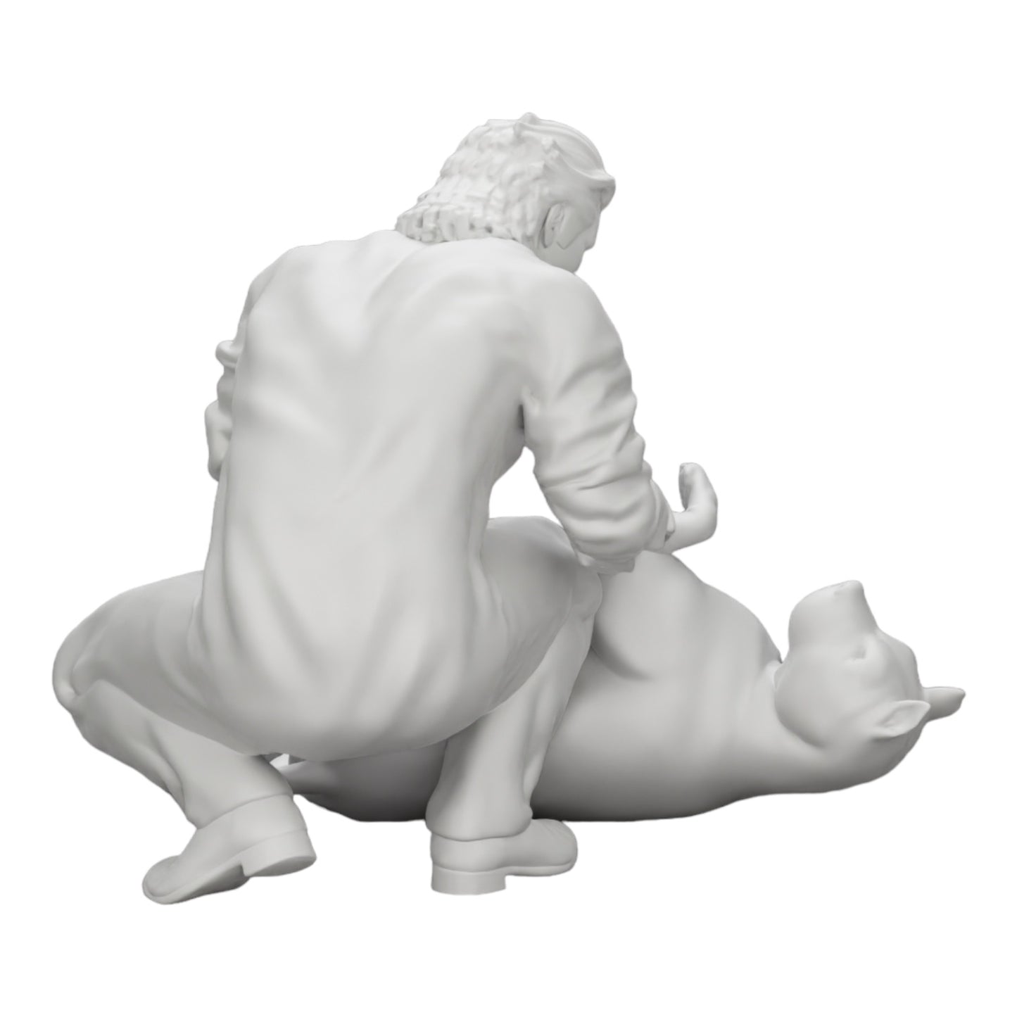 Foto del producto de modelismo de diorama 0: Hombre arrodillado acaricia a su perro acostado (Ref Nr. A20)