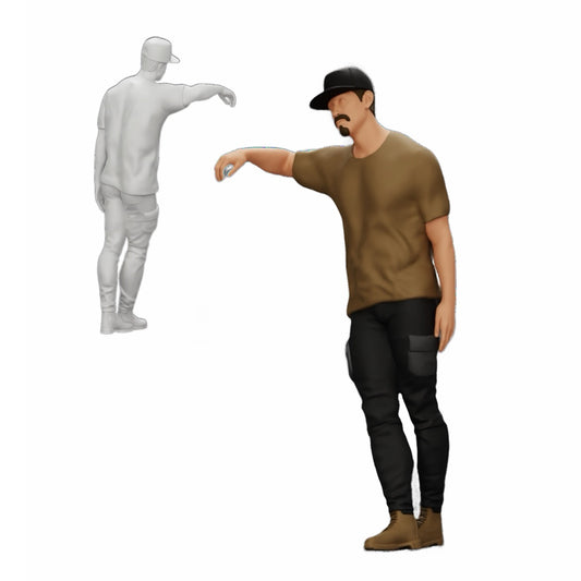 Foto de producto de modelismo de diorama 0: gánster con gorra apoyado en la pared (Ref. Nr. A23)